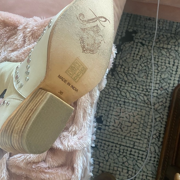 Free People Beige Studded Heeled Boots - Picture 4 of 7